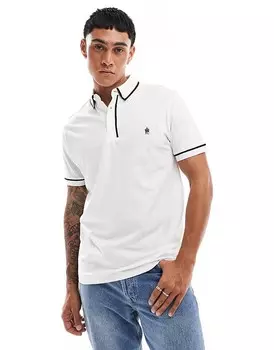 Белая футболка-поло с окантовкой French Connection