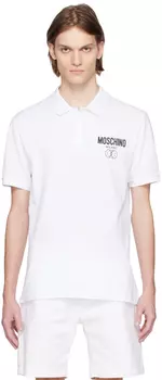 Белая футболка-поло с принтом Moschino