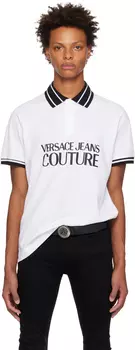 Белая футболка-поло с принтом Versace Jeans Couture