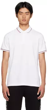 Белая футболка-поло с расстегнутым воротником Moncler