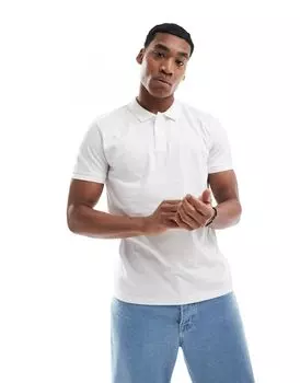 Белая футболка-поло с тремя пуговицами потертого цвета Threadbare