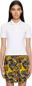 Белая футболка-поло с V-образной эмблемой Versace Jeans Couture