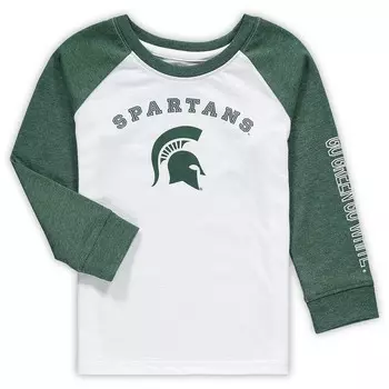 Белая футболка реглан с длинными рукавами для малышей Colosseum Michigan State Spartans, цвет Msu White