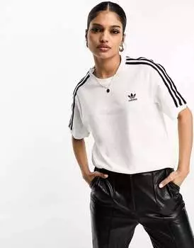 Белая футболка с 3 полосками adidas Originals