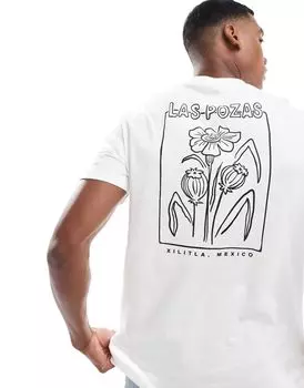 Белая футболка с абстрактным цветочным принтом на спине ASOS DESIGN