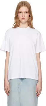 Белая футболка с цифровым принтом и приспущенными плечами MM6 Maison Margiela