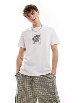 Белая футболка с цветочным принтом на груди ASOS DESIGN