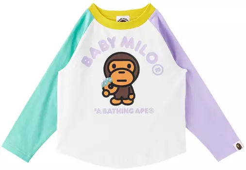 Белая футболка с длинным рукавом Baby Milo Donuts Baby BAPE