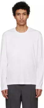 Белая футболка с длинным рукавом и логотипом-флажком Jil Sander, Optic white