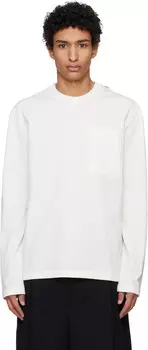 Белая футболка с длинным рукавом и логотипом-флажком Jil Sander, Optic white