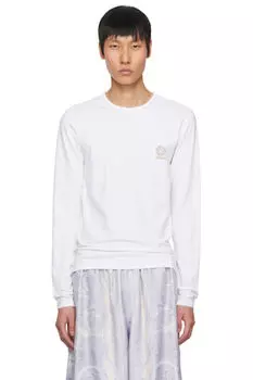 Белая футболка с длинным рукавом «Медуза» Versace Underwear