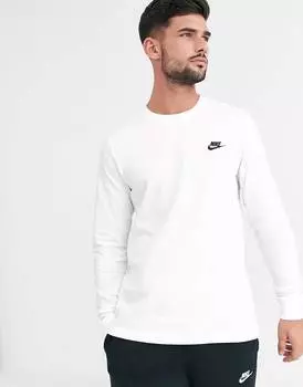 Белая футболка с длинным рукавом Nike Club