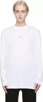 Белая футболка с длинным рукавом с логотипом Moncler