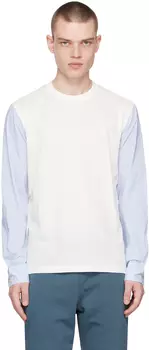 Белая футболка с длинным рукавом со вставками Paul Smith