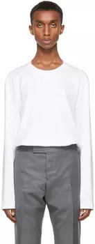 Белая футболка с длинным рукавом в полоску с ластовицей RWB Thom Browne