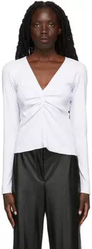 Белая футболка с длинным рукавом в рубчик MM6 Maison Margiela