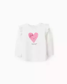 Белая футболка с длинными рукавами для девочки Zippy