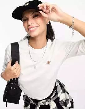 Белая футболка с длинными рукавами и небольшим логотипом на левой груди Dickies Mapleton