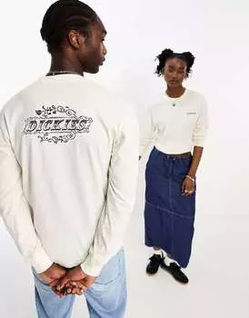 Белая футболка с длинными рукавами и принтом песочного цвета Dickies