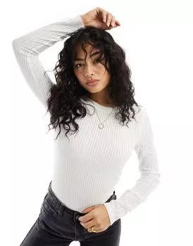 Белая футболка с длинными рукавами и прозрачными ребристыми рукавами ASOS DESIGN