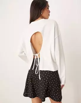 Белая футболка с длинными рукавами и завязкой сзади от ASOS DESIGN