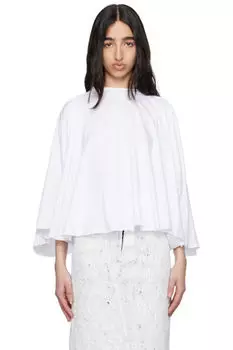 Белая футболка с длинными рукавами из базового джерси MM6 Maison Margiela