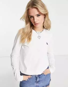 Белая футболка с длинными рукавами Polo Ralph Lauren