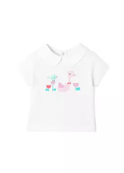 Белая футболка с фестончатым воротником для девочки Jacadi Paris