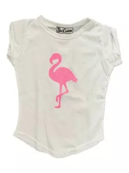 Белая футболка с фламинго для девочек Dori Creations, белый