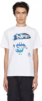 Белая футболка с граффити BAPE