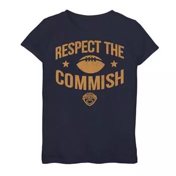 Белая футболка с графическим логотипом ESPN Fantasy Football Respect The Commish для девочек 7–16 лет Licensed Character