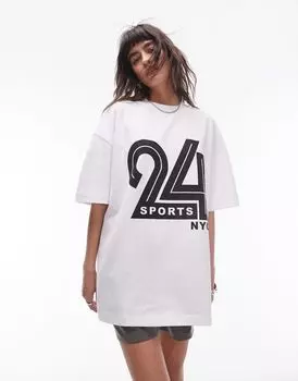 Белая футболка с графическим принтом Topshop '24 Sports NYC'