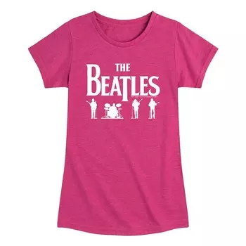 Белая футболка с графическим рисунком и силуэтами The Beatles для девочек 7–16 лет Licensed Character, розовый
