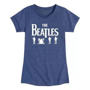Белая футболка с графическим рисунком и силуэтами The Beatles для девочек 7–16 лет Licensed Character, синий