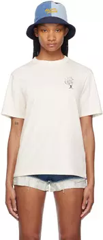 Белая футболка с изображением лисы Maison Kitsune