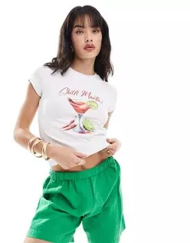 Белая футболка с изображением напитка чили-мартини ASOS DESIGN