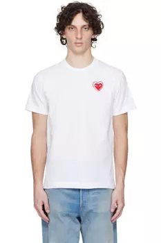 Белая футболка с изображением сердца Metalstone COMME des GARONS PLAY