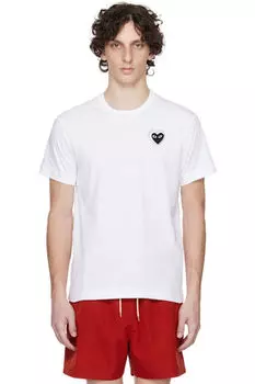 Белая футболка с изображением сердца Metalstone COMME des GARONS PLAY