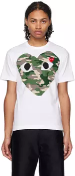 Белая футболка с камуфляжным принтом Comme des Garons Play
