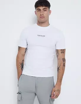 Белая футболка с капюшоном River Island Muscle Fit