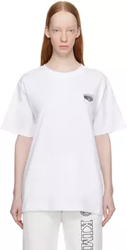 Белая футболка с карманом и тиснением KIMHKIM