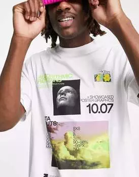 Белая футболка с короткими рукавами и изображением статуи COLLUSION