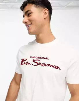 Белая футболка с короткими рукавами и логотипом Ben Sherman
