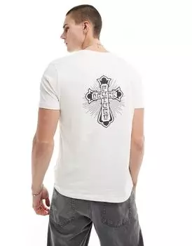 Белая футболка с крестообразным принтом на спине ASOS DESIGN