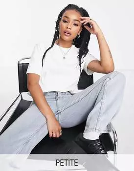 Белая футболка с круглым вырезом и короткими рукавами премиум-класса Topshop Petite