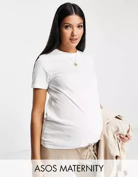 Белая футболка с круглым вырезом из смесового хлопка ASOS DESIGN Maternity - WHITE