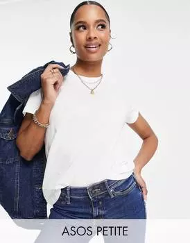 Белая футболка с круглым вырезом из смесового хлопка ASOS DESIGN Petite Ultimate - WHITE