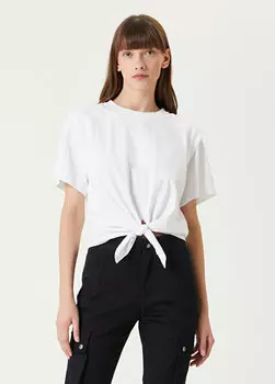 Белая футболка с круглым вырезом на шнуровке Isabel Marant