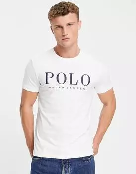 Белая футболка с крупным логотипом Polo Ralph Lauren на заказ