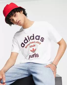 Белая футболка с логотипом adidas Originals Paris